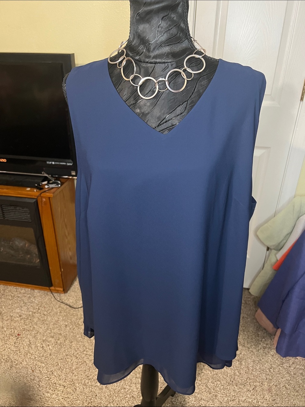 V-Neck Sleeveless Tank Top - Navy